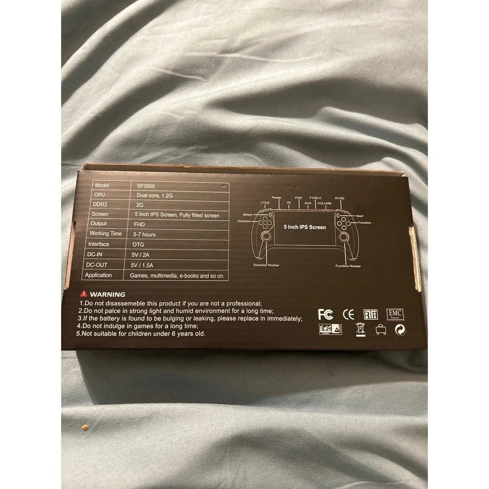 SF3500 Handheld Game Player 5 In FHD Portable Console Black Over 20,000 games